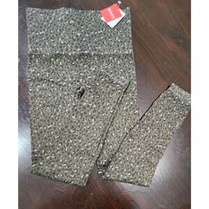 Nwt SPANX Look at Me Now Seamless Olive Green Leopard Print Leggings Sz:‎ L